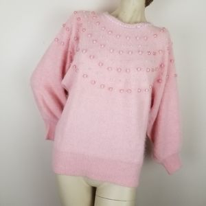Vintage angora pearl and rhinestone sweater